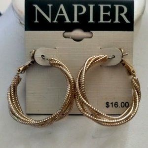 NAPIER Contemporary Gold Criss Cross Round Shaped Hoop Earrings**NEW!